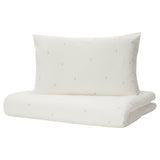 LENAST duvet cover 1 pillowcase for cot, white, 110x125/35x55 cm