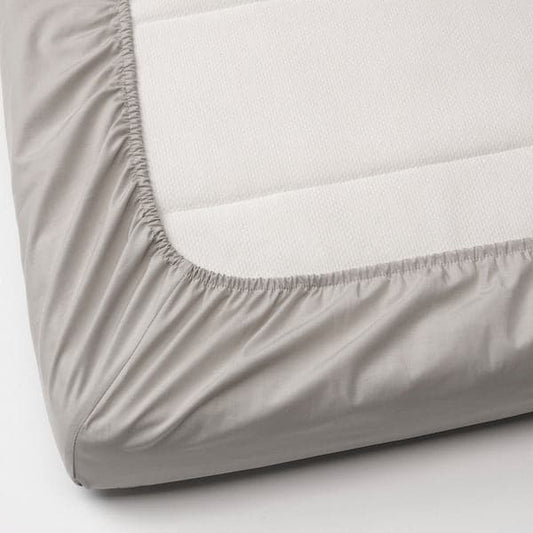LENAST - Sheet with corners for cot, white/grey, 60x120 cm - best price from Maltashopper.com 30457601