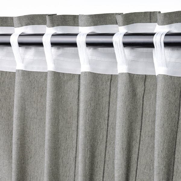 LENDA - Curtain with bracelet, 2 sheets, dark grey, , 140x300 cm - best price from Maltashopper.com 60552871