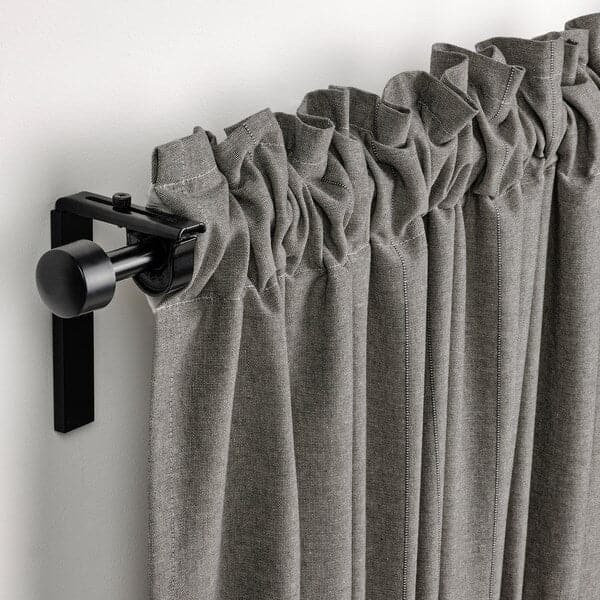 LENDA - Curtain with bracelet, 2 sheets, dark grey, , 140x300 cm - best price from Maltashopper.com 60552871