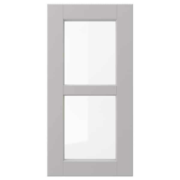LERHYTTAN glass door, light grey, 30x59.7 cm