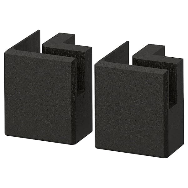 LERHYTTAN - Corner leg for decorative plinth, black stained, 8 cm - best price from Maltashopper.com 20403227