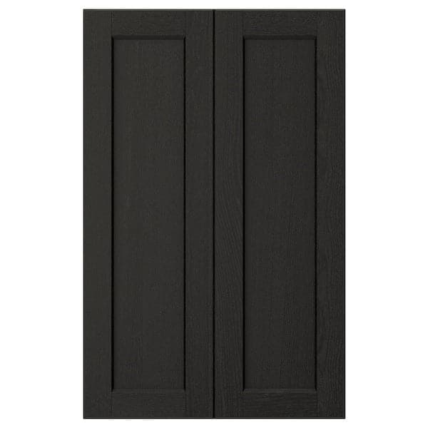 Ikea LERHYTTAN - 2-p door f corner base cabinet set, black stained, 25x80 cm