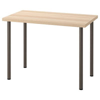 LINNMON / ADILS desk, white stained oak effect/dark grey, 100x60 cm
