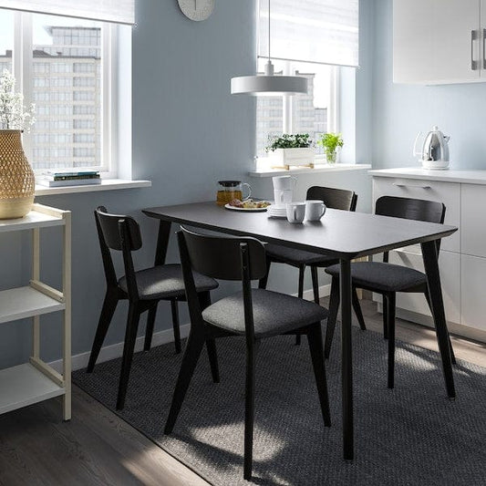 Ikea LISABO / LISABO - Table and 4 chairs, black/Tallmyra black/grey,140x78 cm