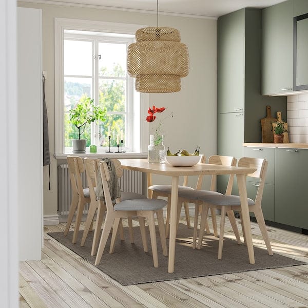 Ikea LISABO / LISABO - Table and 6 chairs, ash/Tallmyra white/black,200x78 cm