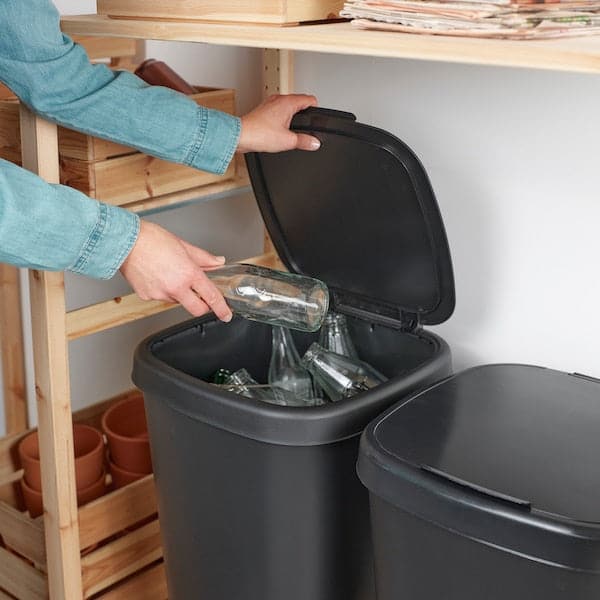 LÖVKVAST - Bin with lid, black, 50 l - best price from Maltashopper.com 20531098