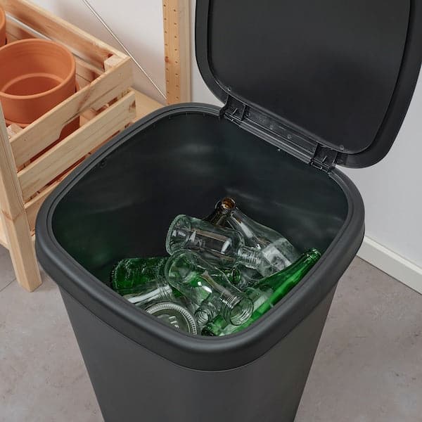 LÖVKVAST - Bin with lid, black, 50 l - best price from Maltashopper.com 20531098