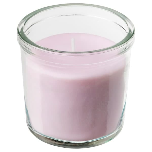 JÄMLIK scented candle in glass, Vanilla/light beige, 50 hr - IKEA CA