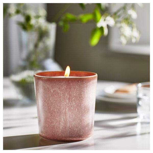 Ikea LUGNARE - Scented candle in ceramic jar, Jasmine/pink, 50 hr