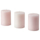 LUGNARE scented pillar candle, Jasmine/pink, 7 cm, 3 pack