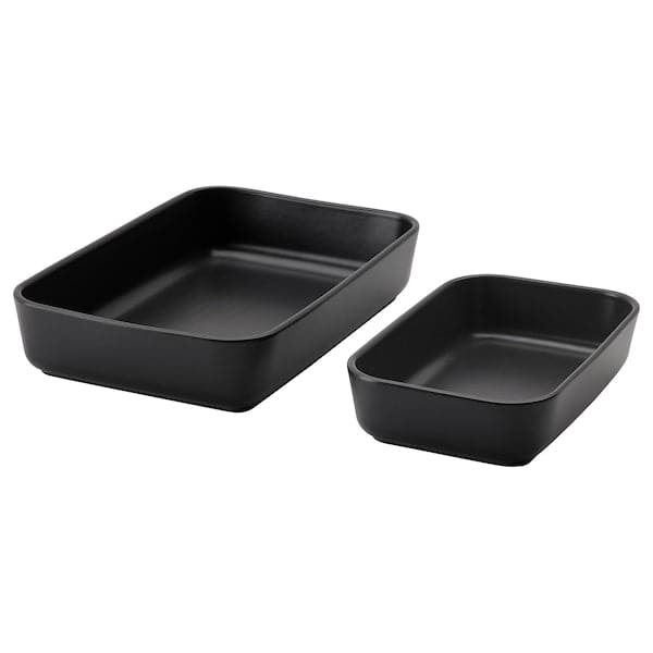 LYCKAD - Oven/serving dish set of 2, dark grey - best price from Maltashopper.com 00464429