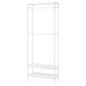 MACKAPÄR - Coat rack with shoe storage unit, white, 78x32x200 cm - best price from Maltashopper.com 50530988
