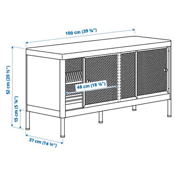 MACKAPÄR - Bench with sliding doors, white, , 100x37 cm - best price from Maltashopper.com 20544487