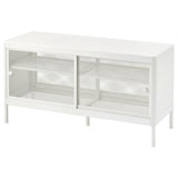 MACKAPÄR storage bench with sliding doors, white, 100x37x52 cm