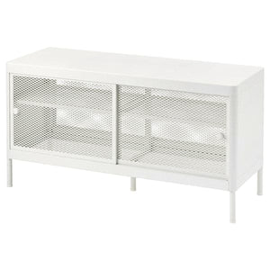MACKAPÄR - Bench with sliding doors, white, , 100x37 cm - best price from Maltashopper.com 20544487