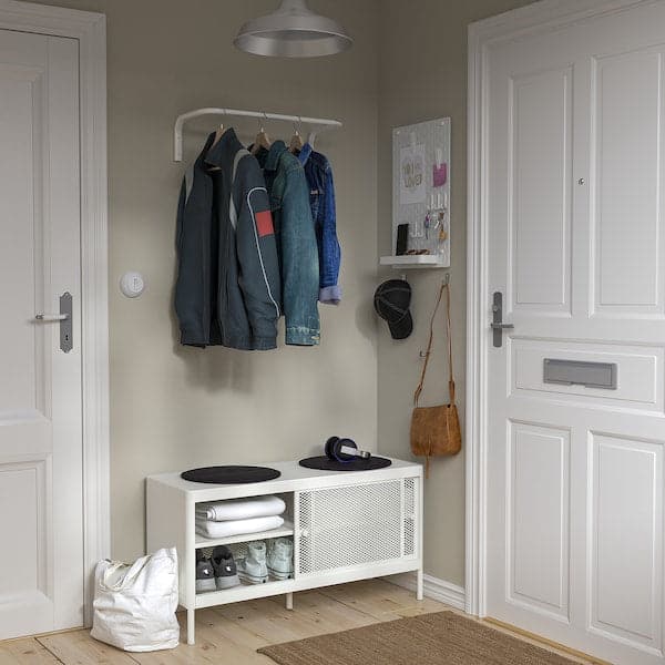 MACKAPÄR - Bench with sliding doors, white, , 100x37 cm - best price from Maltashopper.com 20544487