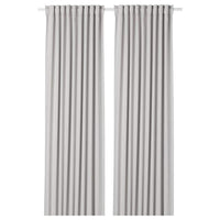 MAJGULL room darkening curtains, 1 pair, light grey/with heading tape, 145x300 cm