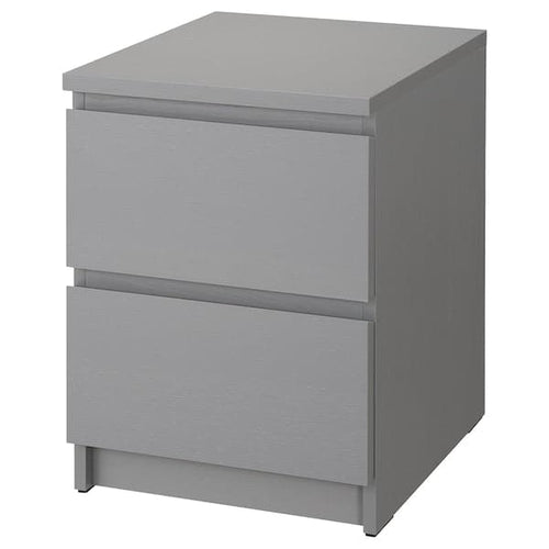 MALM - Chest of 2 drawers, grey stained, 40x55 cm