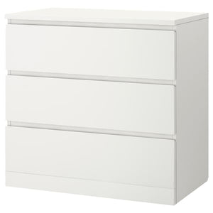 Ikea MALM - Chest of 3 drawers, white, 80x78 cm