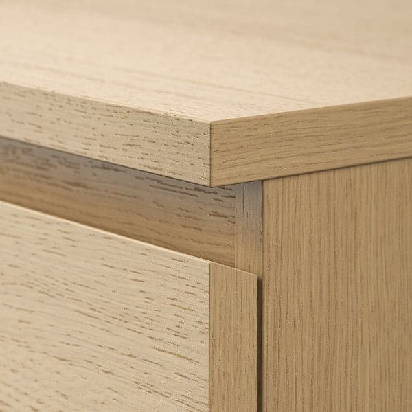 Ikea MALM - Chest of 3 drawers, white stained oak veneer, 80x78 cm