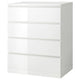 MALM chest of 4 drawers, high-gloss white, 80x100 cm