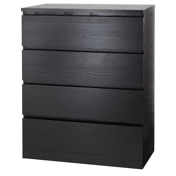 Ikea MALM - Chest of 4 drawers, black-brown, 80x100 cm