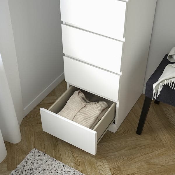 Ikea MALM - Chest of 6 drawers, white/mirror glass, 40x123 cm