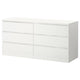 MALM chest of 6 drawers, white, 160x78 cm