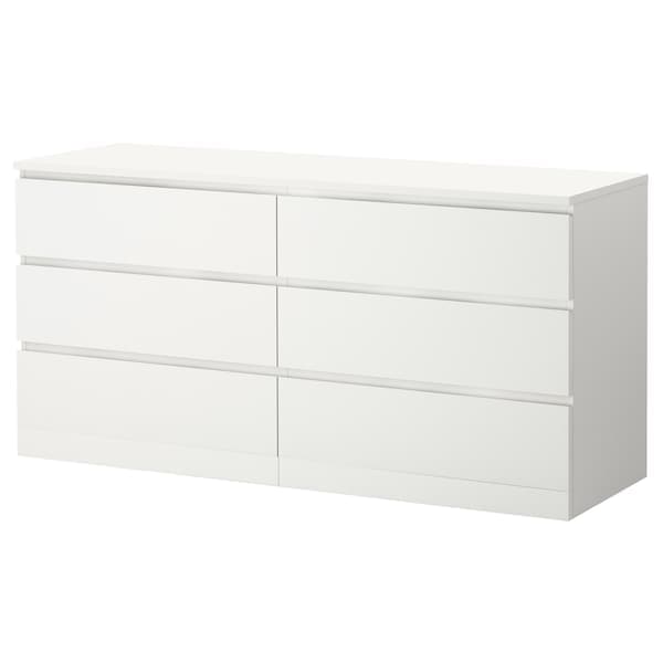 MALM chest of 6 drawers, white, 160x78 cm