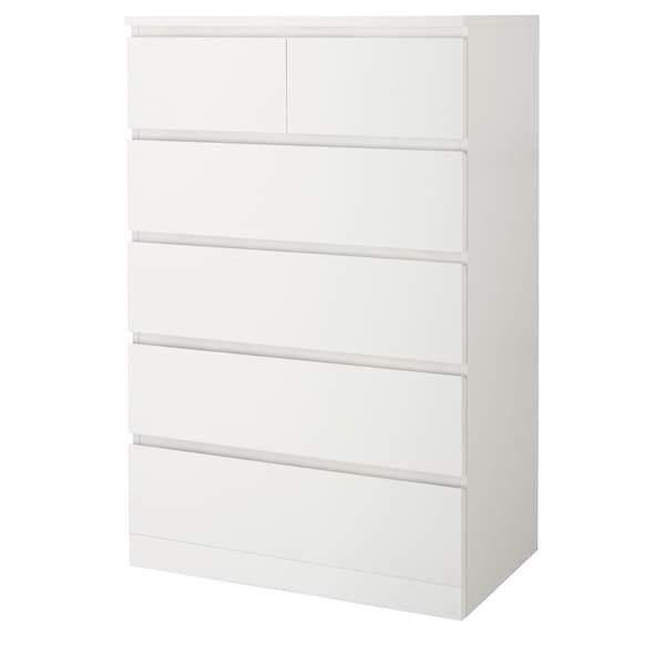 MALM - Chest of 6 drawers, white, 80x123 cm - best price from Maltashopper.com 60403602