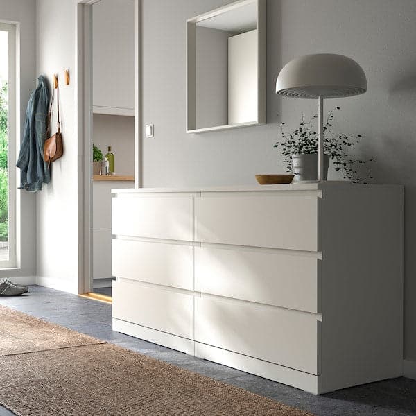MALM - Chest of 6 drawers, white, 160x78 cm - best price from Maltashopper.com 60403584