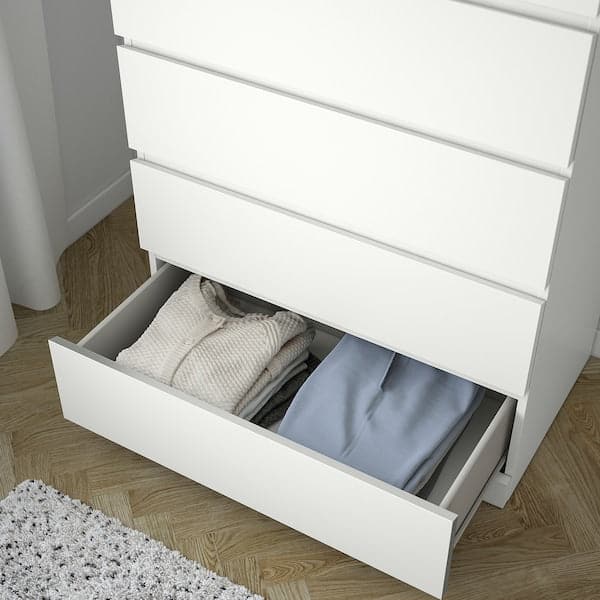 MALM - Chest of 6 drawers, white, 80x123 cm - best price from Maltashopper.com 60403602