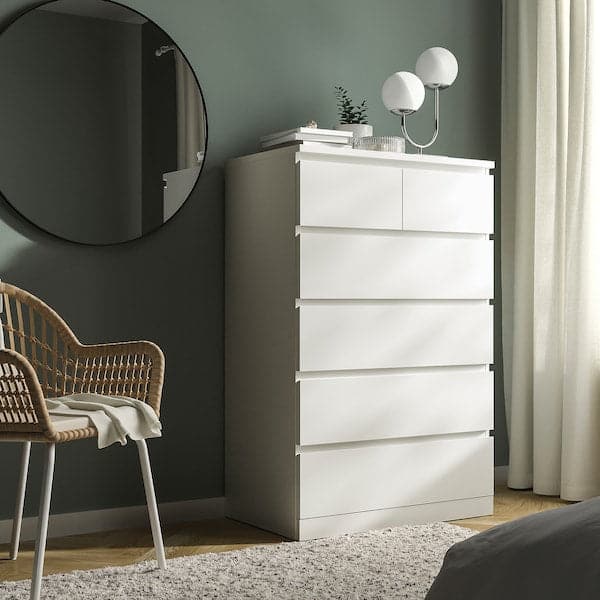 MALM - Chest of 6 drawers, white, 80x123 cm - best price from Maltashopper.com 60403602