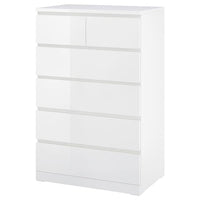 MALM chest of 6 drawers, high-gloss white, 80x123 cm