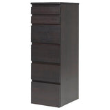 MALM chest of 6 drawers, black-brown/mirror glass, 40x123 cm