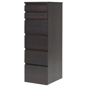 Ikea MALM - Chest of 6 drawers, black-brown/mirror glass, 40x123 cm