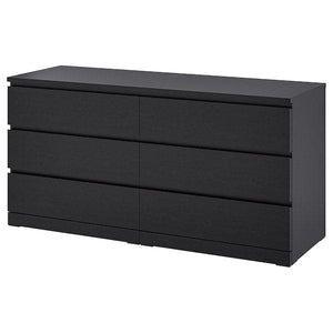 Ikea MALM - Chest of 6 drawers, black-brown, 160x78 cm