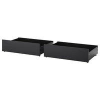 MALM bed storage box for high bed frame, black-brown, 200 cm, 2 pack
