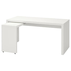 Ikea MALM - Desk with pull-out panel, white, 151x65 cm