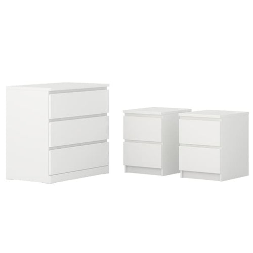 MALM - Bedroom furniture, set of 3, white