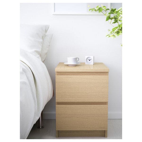 MALM - 4-piece bedroom set, mord white oak veneer, 140x200 cm - best price from Maltashopper.com 59495155