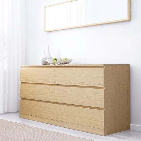 Ikea MALM - 4-piece bedroom set, mord white oak veneer, 140x200 cm