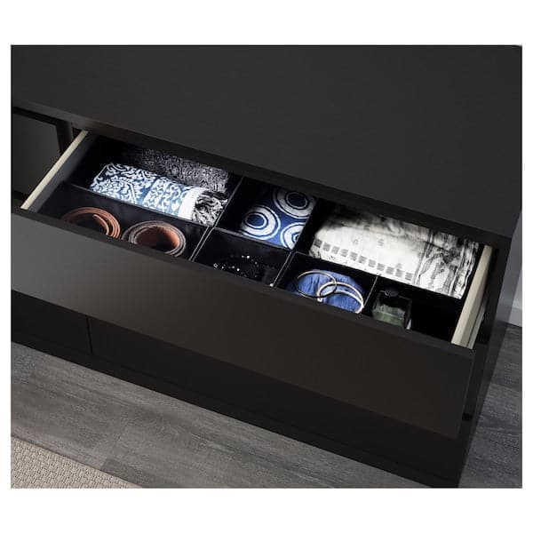 Ikea MALM - 4-piece bedroom set, brown-black, 160x200 cm