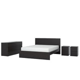 MALM bedroom furniture, set of 4, black-brown, 140x200 cm