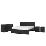 MALM bedroom furniture, set of 4, black-brown, 140x200 cm