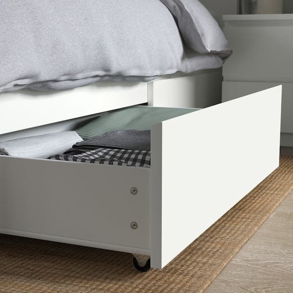 Ikea MALM Tall bed structure/2 containers - white/Luröy 90x200 cm , 90x200 cm