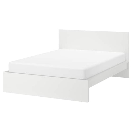 MALM High bed frame, white/Lindbåden, 160x200 cm