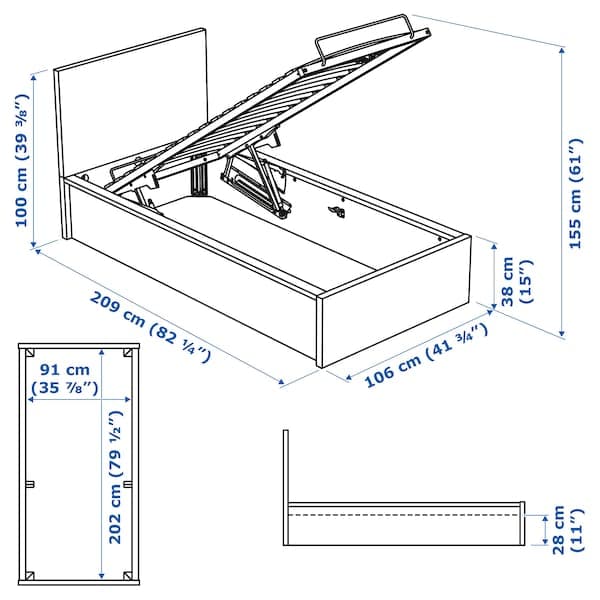 Ikea MALM Bed structure with container - white 90x200 cm