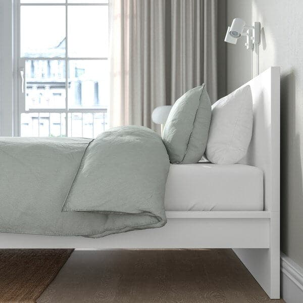 Ikea MALM - Bed frame with mattress, white/Valevåg extra-rigid, , 140x200 cm